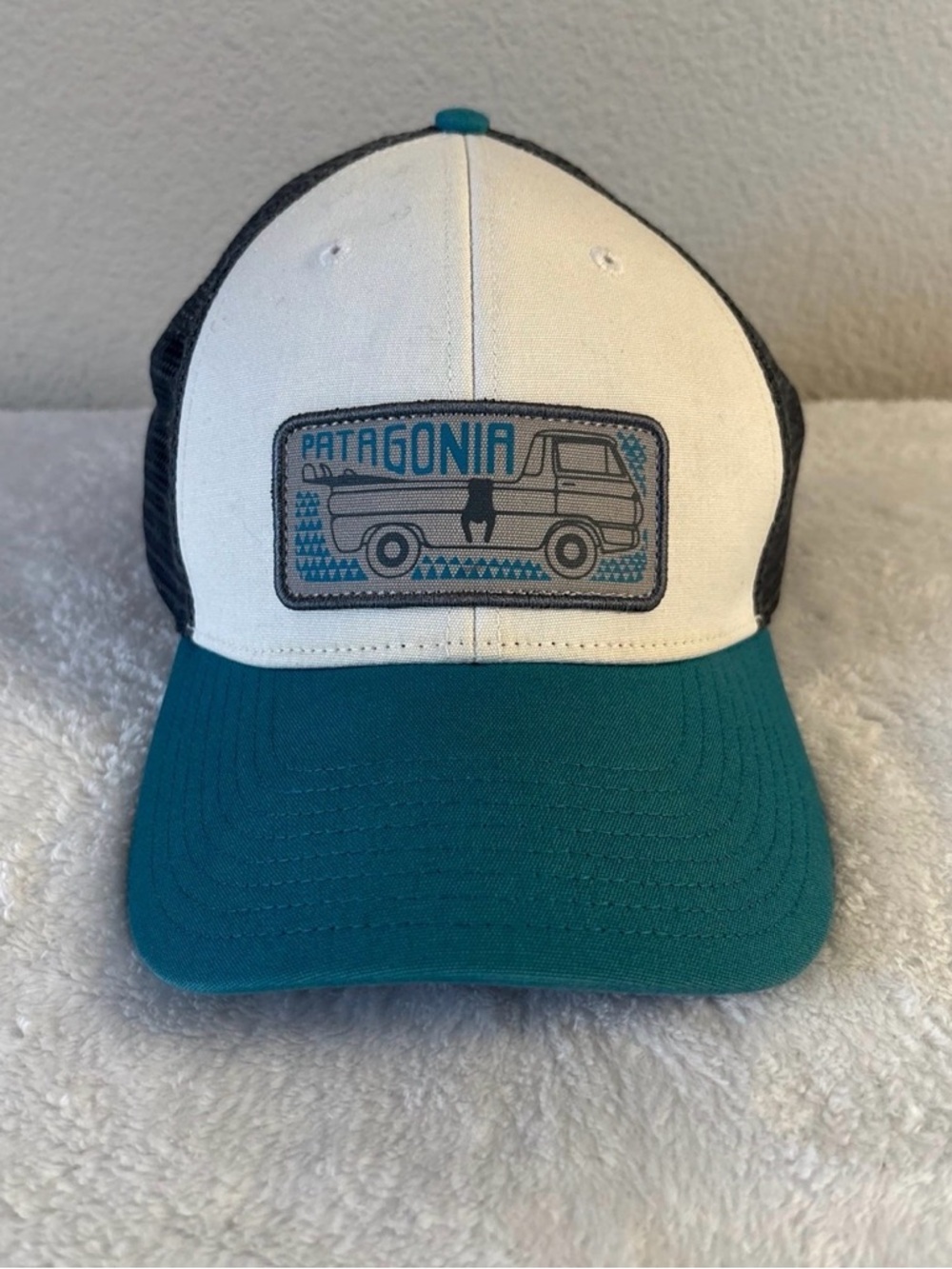 Patagonia Teal, White & Black Van Patch Trucker Hat